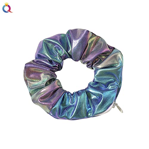 Otyou 4 Pack Pu Leather Or Cloth Pocket Scrunchies With Zipper Stash Scrunchy Hair Ties Hide Jewelry Keys Purse Hair Scrunchies For Girls Cheer Scrunchy Bobbles Elastic Hair Bands Ties Hair Accessories Metallic Wrist Band Party Festivals Cosplay Show For Women Girls (Mix Color) #TOP1