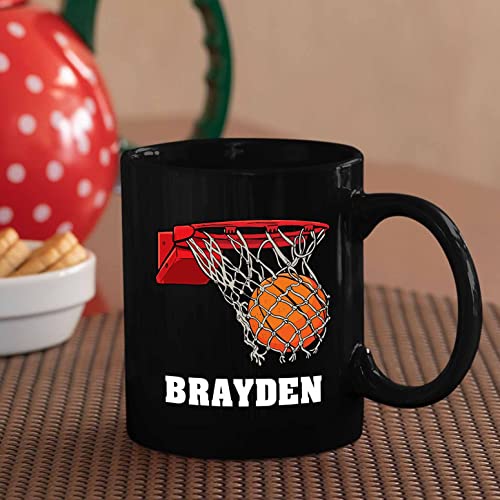 Personalized Basketball Black Ceramic Mug 11 Oz 15 Oz, Custom Choose Player Name Basketball Sport Coffee Mug, Basketball Player Coffee Cup Gifts For Fans Team Basketball Sport, Pride Basketball Mug #TOP2