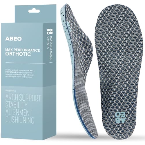 ABEO Max Neutral Insoles for Women | Plantar Fasciitis Insoles | Arch Support Inserts Women | Plantar Fasciitis Relief | Shoe Inserts for Women | Shoe Insoles Women Blue, 10 Medium