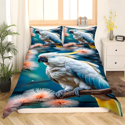 Ensemble de lit reversible perroquet 240x260 cm en tissu microfibre soyeux