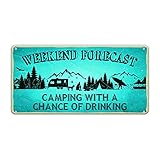 Camping Signs, Weekend Forecast Camping with A Chance of Drinking Sign, Camper Decor, 12 x 6 In...