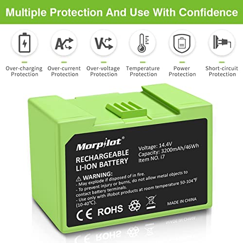 Image of 14.4V 3200mAh i7 Battery Replacement for iRobot Roomba e and i Series, Large Capacity Battery Compatible with Roomba i7 i7+ i8 i6 i4 i4+ i3 i3+ i7158 J7 7150 7550 and e e5 e6 e5150 e5152 e6198 Etc