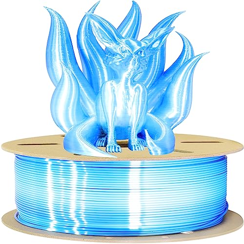 Image of BBLIFE Silk White to Silk Sapphire Blue Color Change PLA 3D Filament, 1.75mm 3D Printing Filament, 2 Color Gradient Change Multi Colored Silk PLA, Widely Fit 3D Printer, 1KG Silk White to Blue PLA