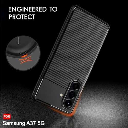 Image of TheGiftKart Rugged Carbon Fibre Armor Back Cover Case for Samsung Galaxy A37 5G / A36 5G | ShockProof & Protective | Stunning Minimalist Design Back Case Cover for Samsung A37 5G / A36 5G (TPU, Black)