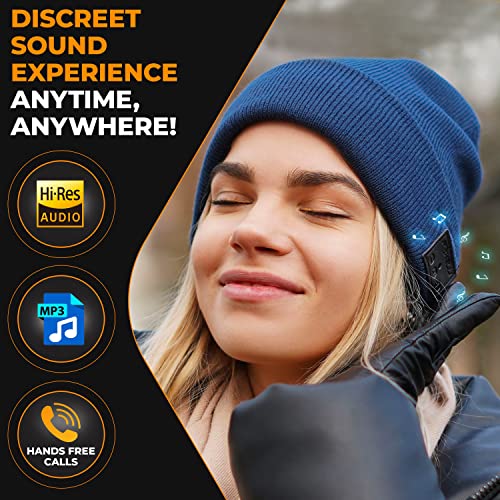 Image of Foxelli Bluetooth Beanie Hat - 15-Hour Battery, Built-in Mic, Fully Washable, Perfect Tech Gift for Men & Women