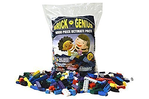 Brick Genius 1000-Piece Building Bricks Block Set Includes 60 Roof Piece and Brick Separator