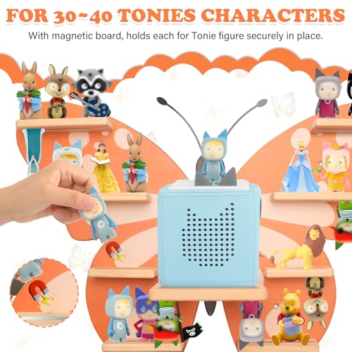 Image of Butterfly for TonieBox 1 /2 Tonies Figures Organizer Storage Wall Shelf | Magnetic Display Stand Collection 30~40 Tonie Box Characters Floating Shelves Storage Player