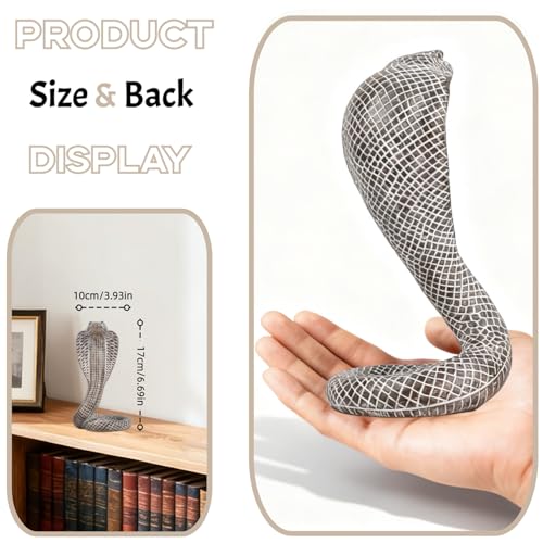 Estatua de Serpiente Cobra Realista en Resina Blanca miniatura 2