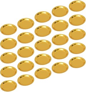 DOITOOL 25PCS Gold Paper Plates 7 Inch Bulk, Round Paper Plate Holder for Party BBQ and Picnic Barbecue Paper Plate Tray, Compostable Plates 7 Inch Round Gold Plates Disposable