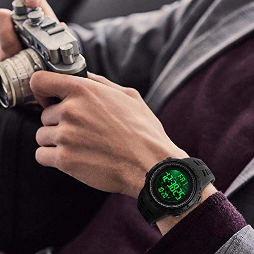 Image of FANMIS Mens Digital LED Sports Watch Military Multifunction 12H /24H Time Dual Time Alarm Countdown Back Light with Simple Design 164FT 50M Water Resistant Calendar Month Date Day Watch