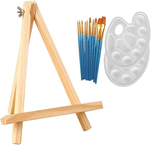 SUPVOX 1 juego de 13 piezas de pintura acrílica para artistas, incluye 10 pinceles de pintura acrílica, 2 paletas y 1 mini caballete de mesa