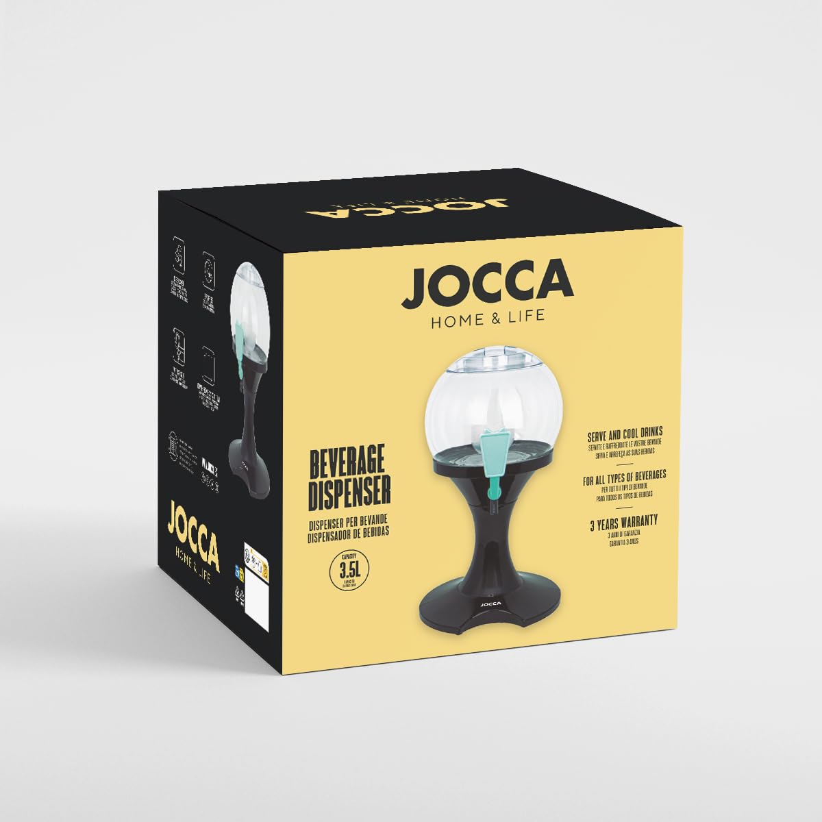 JOCCA - Dozownik do napojów 3,5 l/oddzielny pojemnik na lód/dozownik z kranem/bez BPA