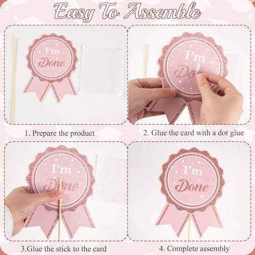 Image of Graduation Decorations for Class of 2026-30pcs Glitter Pink Rose Gold Grad Party Table Centerpieces Sticks with LED String Light for College High School 2026 Graduation Party Favors Supplies