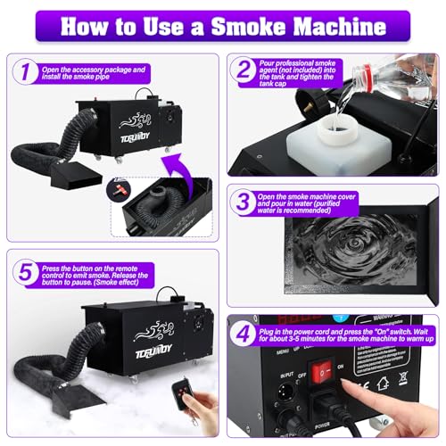 Máquina de humo bajo con tubo, 1500W, control inalámbrico y DMX 512 miniatura 6