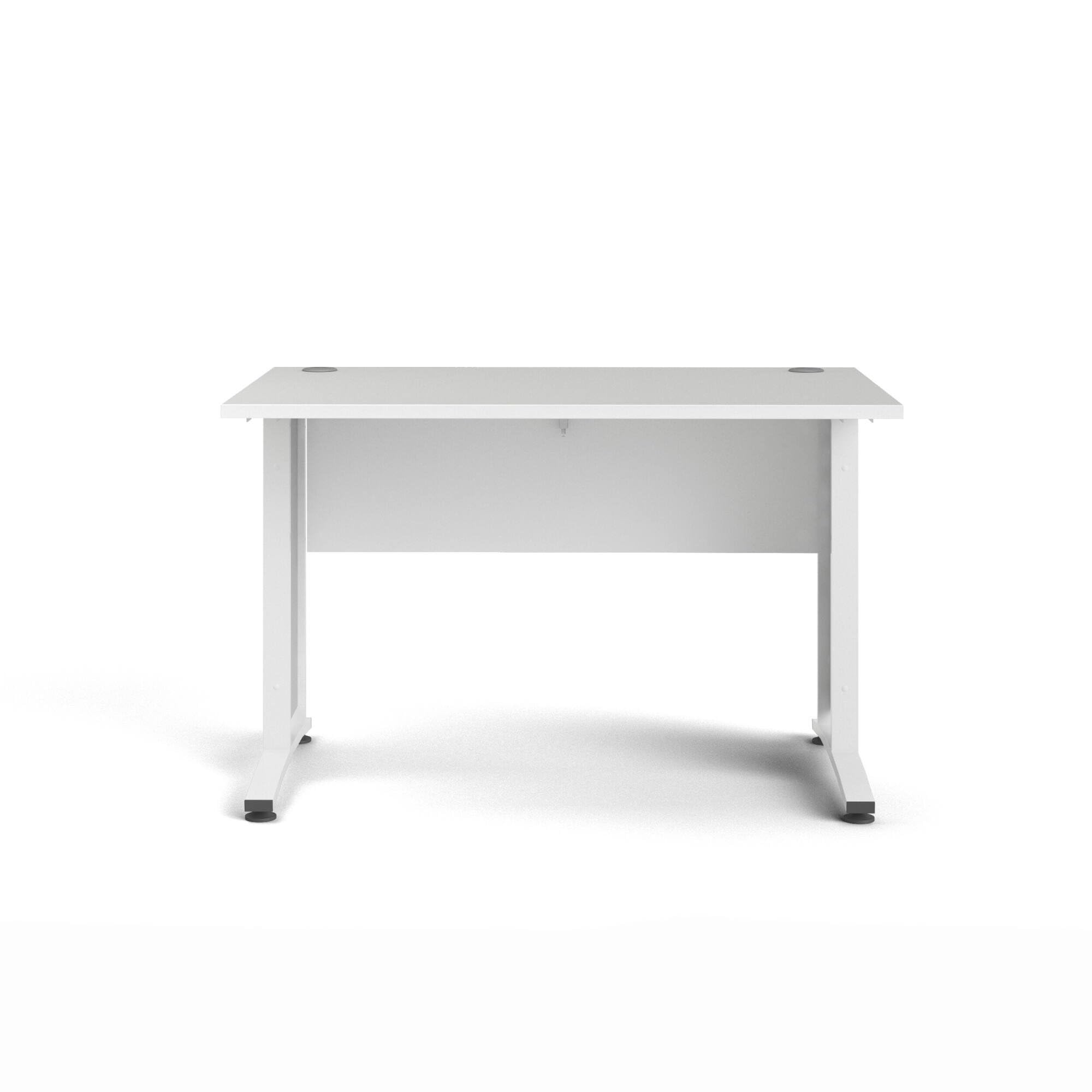 Dmora - Scrivania Albertine, Scrittoio multiuso, Tavolo per ufficio porta PC, Piano di lavoro, 120x80 h75 cm, Bianco