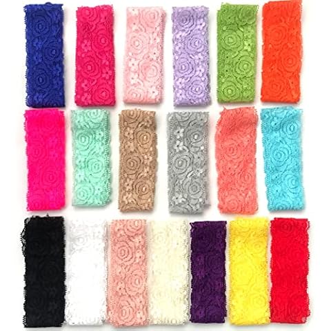 levylisa 19 Yards 1.57 inches Lace Fabric Stretch Elastic Wide Trim Lace Ribbon for Crafts Rustic Wedding Decorations Hair Bow Making and Gift Wrapping Cover