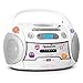 Produktbild AUNA Boomberry Ghettoblaster Kassettenplayer (Sticker-Set, CD-Player, UKW-Radio, MP3-fähiger USB-Port, Netz-/Batteriebetrieb, transportabel) weiß
