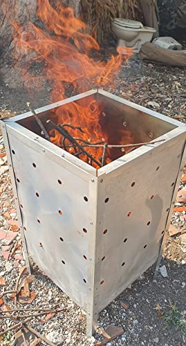 Marabuut Garden Waste Incinerator - Large 29 Inch X 16 Inch Square Galvanized Burn Barrel Trash Can thumb #8