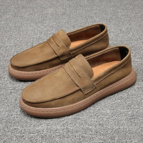 Flat Loafer for Men Leather Slip-on Business Dress Shoes Driving Moccasins Casual Boat Soft Shoes2
