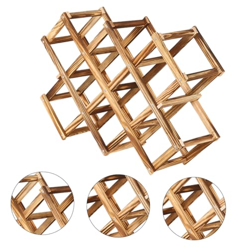 Soporte para botellas de vino de madera sólida PRETYZOOM miniatura 5
