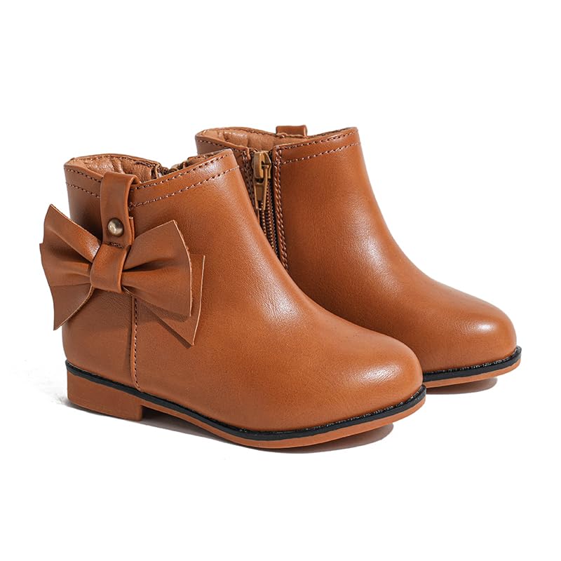 Girls Boots Fashion Ankle Boots for Girls with Zipper Short Suede Booties with Bow for Toddler/Little Kids