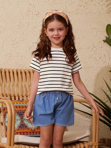 Image of ZDC Girls' Short Sleeve Shirts Kids Crewneck T-Shirts Summer Tops Basic Tees 5-14 Years