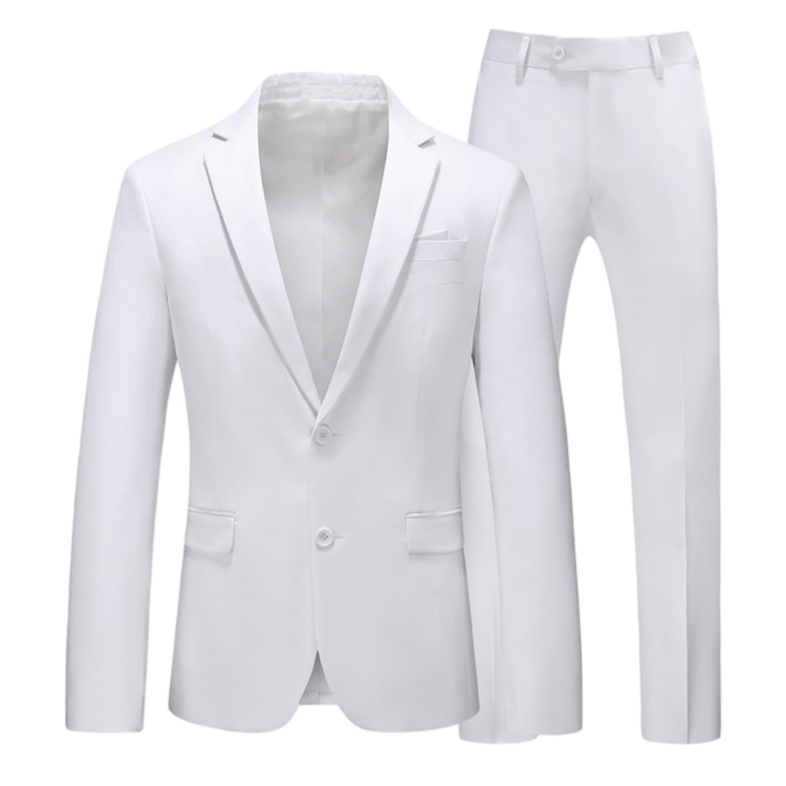 Uomo Tinta unita 2 Pezzi Business Suit Slim Fit 2 Bottoni Peak Risvolto Blazer e Pantaloni