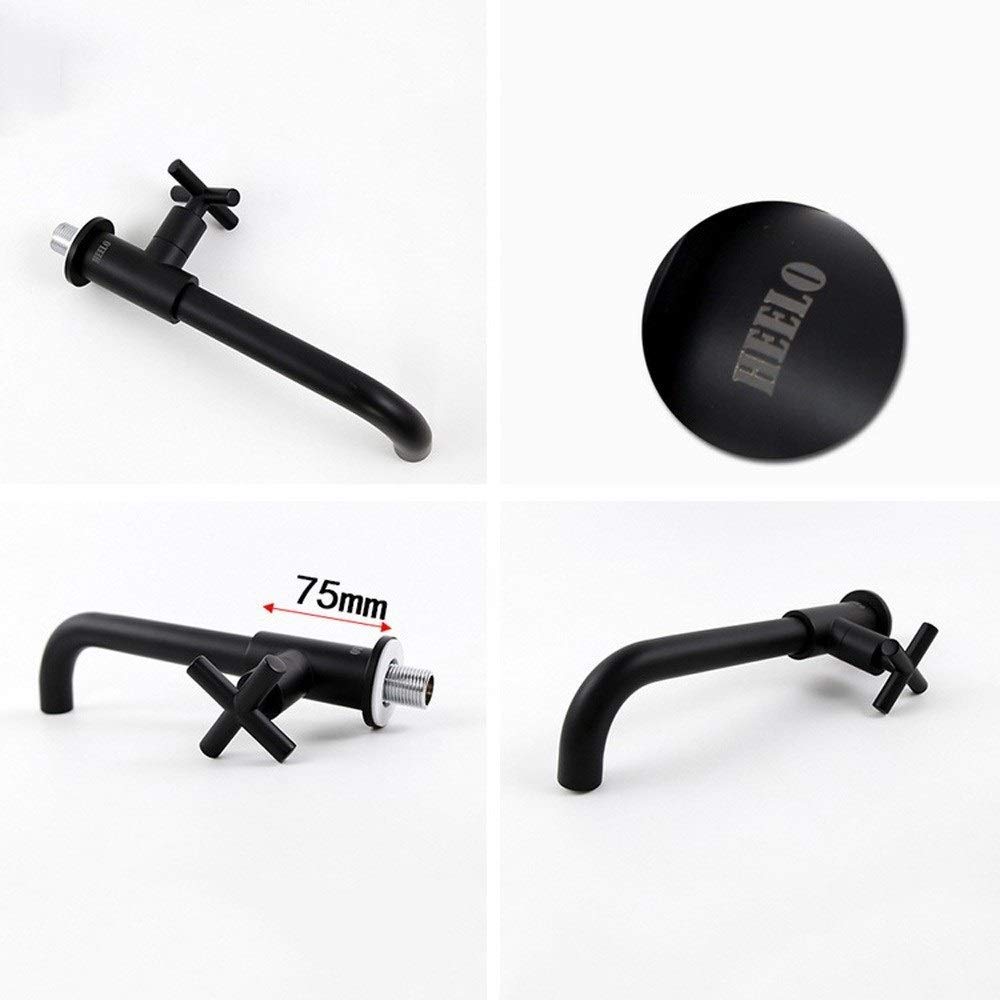 Grifos de Agua, grifos de Grifo Defensa Negra Salpicaduras en la Pared Trapeador Alargado Grifo para Piscina Grifo de Agua Baño frío Individual Fuera de la Pared Trapeador de Cobre para el hogar