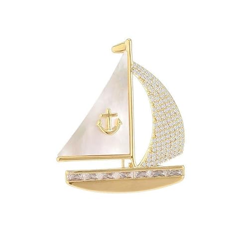 EMEGCY Men's Ship Brooch Gold Ship Brooch Pin Sailboat Lapel