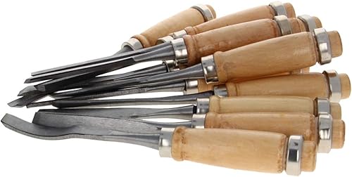 Utoolmart Juego de herramientas de tallado de madera, juego de 12 herramientas de tallado a mano, herramientas de cinceles de tallado de mango de