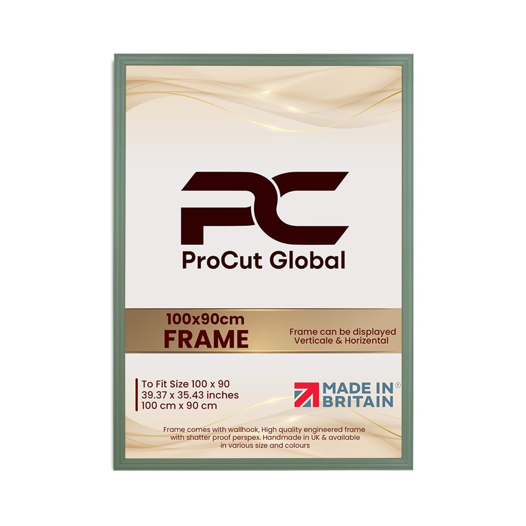 Procut Global 100x90CM Green Picture Frames - Classic Wooden Photo Frame with Shatterproof Perspex for Wall or Tabletop - Perfect for Posters, Certificates & Prints - Sizes & Colors Available