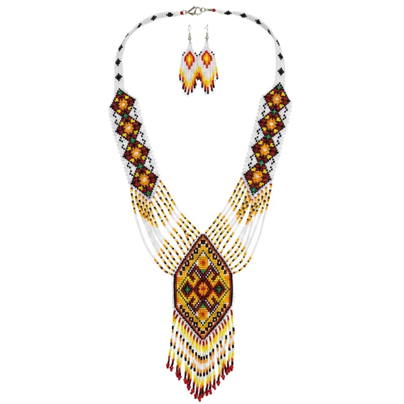 Collar ucraniano Gerdan juego de joyería artesanal con pendientes multicolor