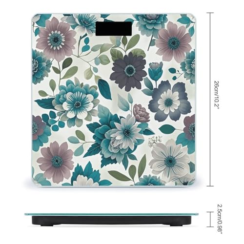 Báscula Digital Floral Gris Azulado y Blanca para Baño miniatura 2