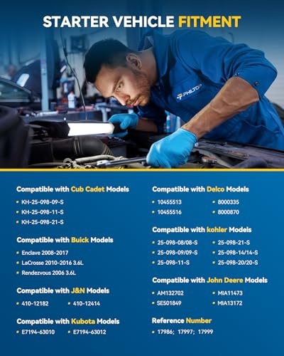 Image of PHILTOP Starter Replacement 1994-2005 Cub Cadet,2004-2010 Deines,1993-2014 Grasshopper,1994-2012 John Deere,1996-2005 Kubota,2000-2006 Ramrod,2002-2008 Scotts,2004 Steiner, 0.8 KW OE# 6744N,6744