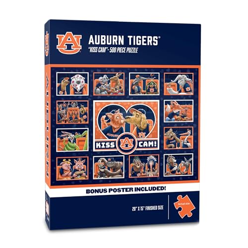 Image of YouTheFan NCAA Auburn Tigers inchKiss Cam inch 500 Puzzle | 500 Pieces, 15 inch X 20 inch Size, Original Artwork, Humorous Illustrations, Officially Licensed, Fun Fan Gift
