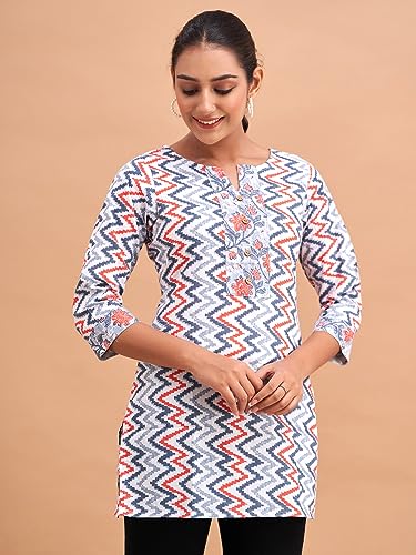 Image of feranoid Women Cotton Printed Short Kurti | Short Kurti for Women | Printed Cotton Kurti
