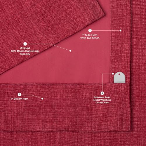 Image of HPD Half Price Drapes Grommet Linen Curtains 120 Inches Long Room Darkening Curtains for Bedroom & Living Room (1 Panel), 50W x 120L, Cardinal