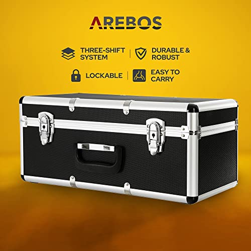 Arebos set van 3 transportkoffers | aluminium | 200 L totaal volume | afsluitbaar | incl. draagriemen | waterdicht | transportkisten | draagbare transportkoffer - Afbeelding 4