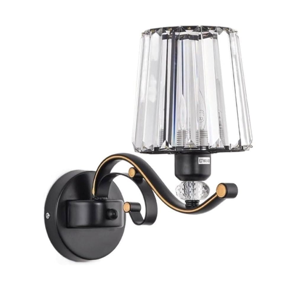 Apliques de Pared de Cristal, Estilo Moderno de Mediados de Siglo, lámpara de Pared Industrial, Cuerpo de Material Negro Antiguo, Luces de Pared de 1 o 2 Luces, decoración de mesita de Noche