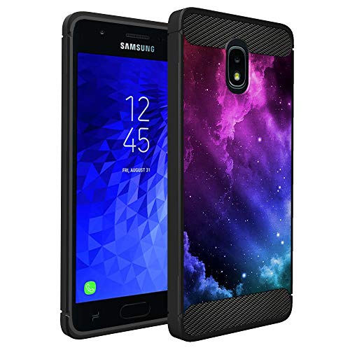 CasesOnDeck Case Compatible with J3 (2018) /J3 Star /J3 Achieve/Express Prime 3 /J3 Orbit/Amp Prime 3 - Soft Fitted Flexible TPU Cover Shock Protection (Purple Galaxy)