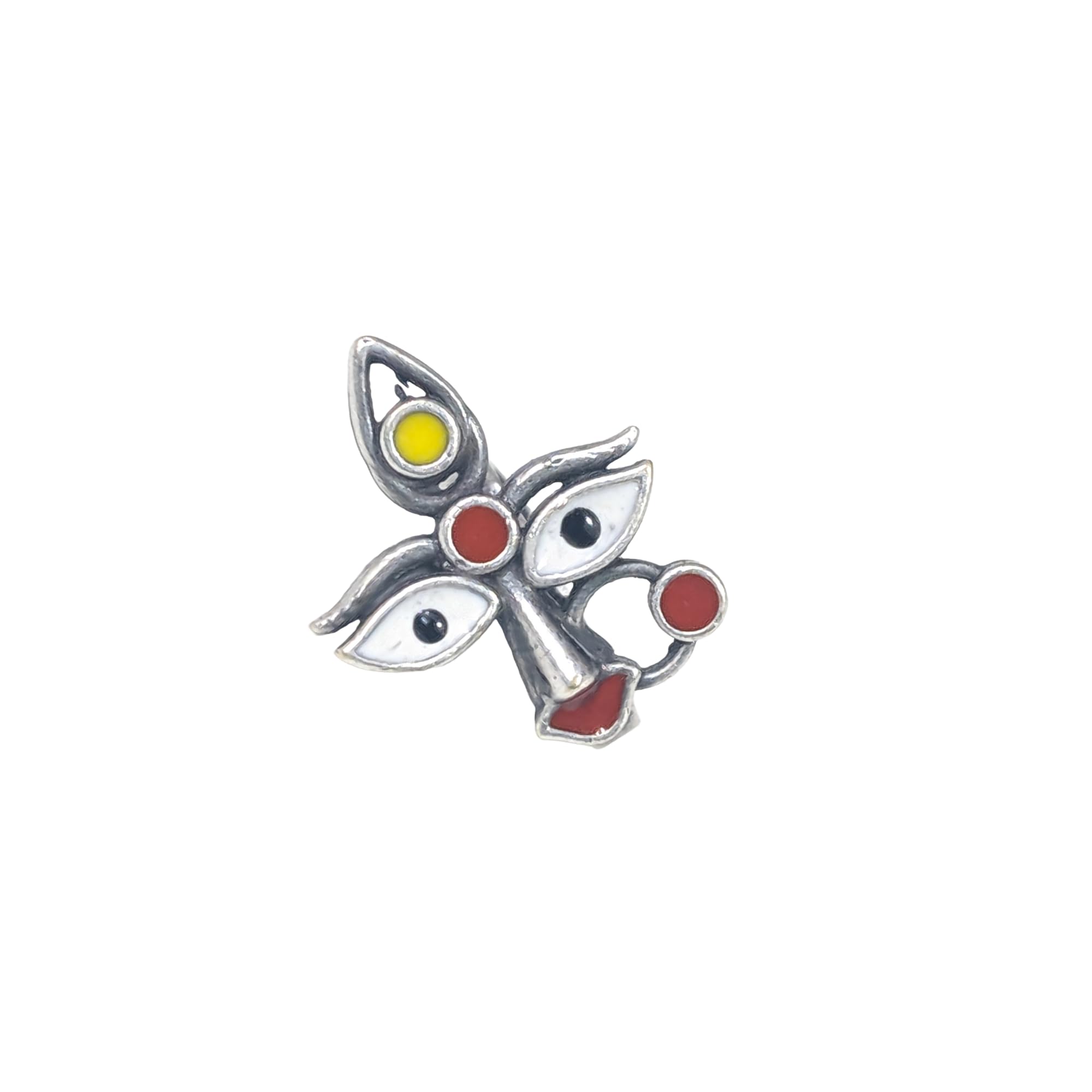 dulcett Maa Durga Face Oxidized Silver Replica Nose Pin | Traditional Meenakari Work Brass Nose Ring for Women & Girls | Ethnic Non-Pierced Clip-on Nose Stud-picture-8
