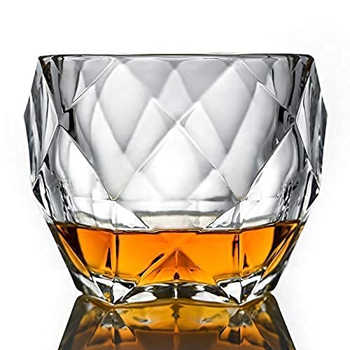 PATRANI FASHION Daiamond Whiskey Glass 340 Ml, Set of 1 Unique Cool Crystal Rocks Whiskey Glasses Set for Scotch, Bourbon, Vodka, Liquor,Wine, Cocktail Drinks, Tumblers Glassware
