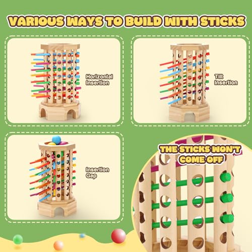 Juego de Mesa de Caída de Bolas de Madera Montessori 3-6 años miniatura 5