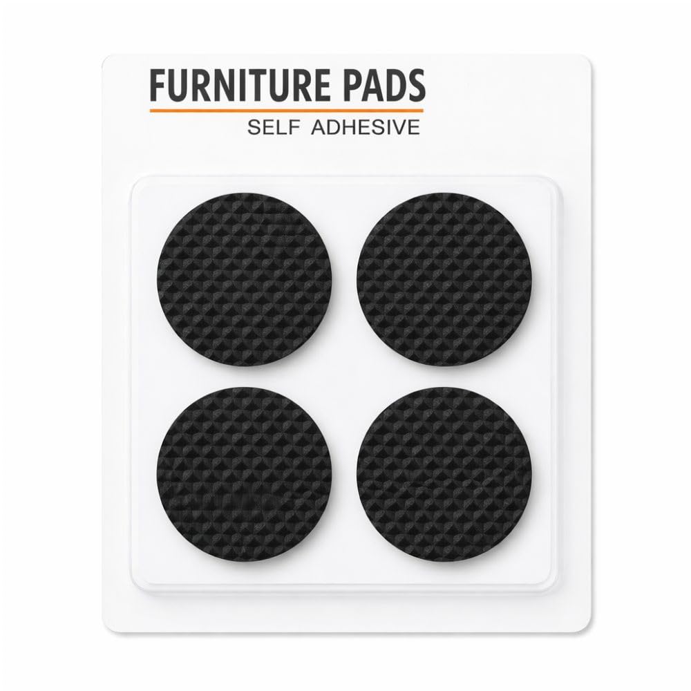 Furniture Pads Kit || Round Rubber Floor Protector Non Slip Furniture Pads Sofa Bed, Dining Table,Dining Chairs Balance Pad Noise Insulation Pad,3.5 CM, Black, 8 Pcs-image-46
