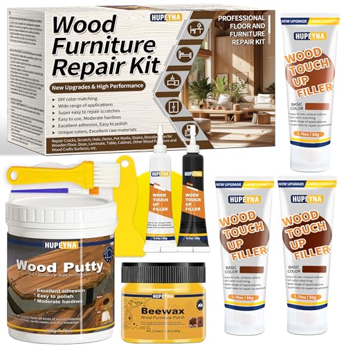 Kit de Reparación de Laminado, Gran Capacidad Kit de Reparación de Madera, Masillas de Madera y Cera de Abejas, Reparación de Arañazos, Grietas, Agujeros, Decoloración Reparador de Madera