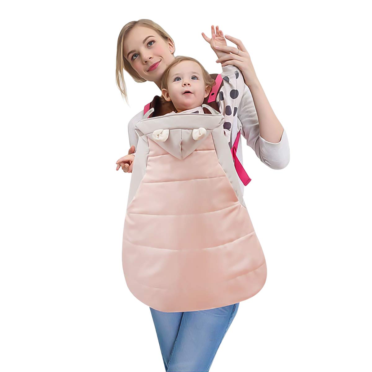 SONARIN All Seasons spessore Copertura per Marsupio,Copertina,mantello per l'inverno caldo, adattabile a qualsiasi marsupio,antivento,Impermeabile(Rosa)