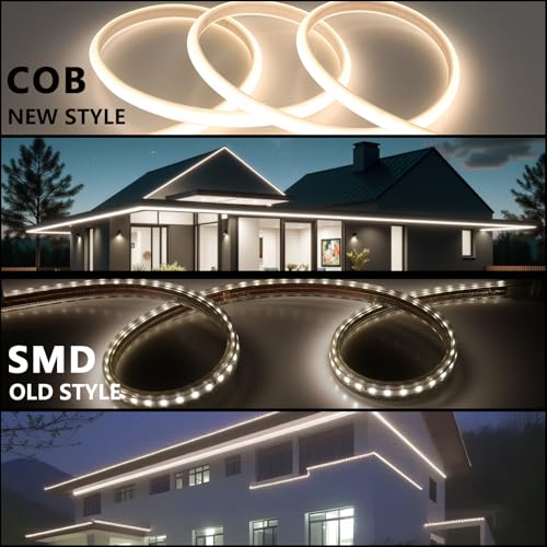 Image of BENLUN AC 110V COB LED Strip Lights 98.4ft, 4000K Natural White LED Rope Light Outdoor Waterproof, 10W /M CRI 90+ Flexible Cuttable, for Bedroom, Living Room, Garden, Commercial, House