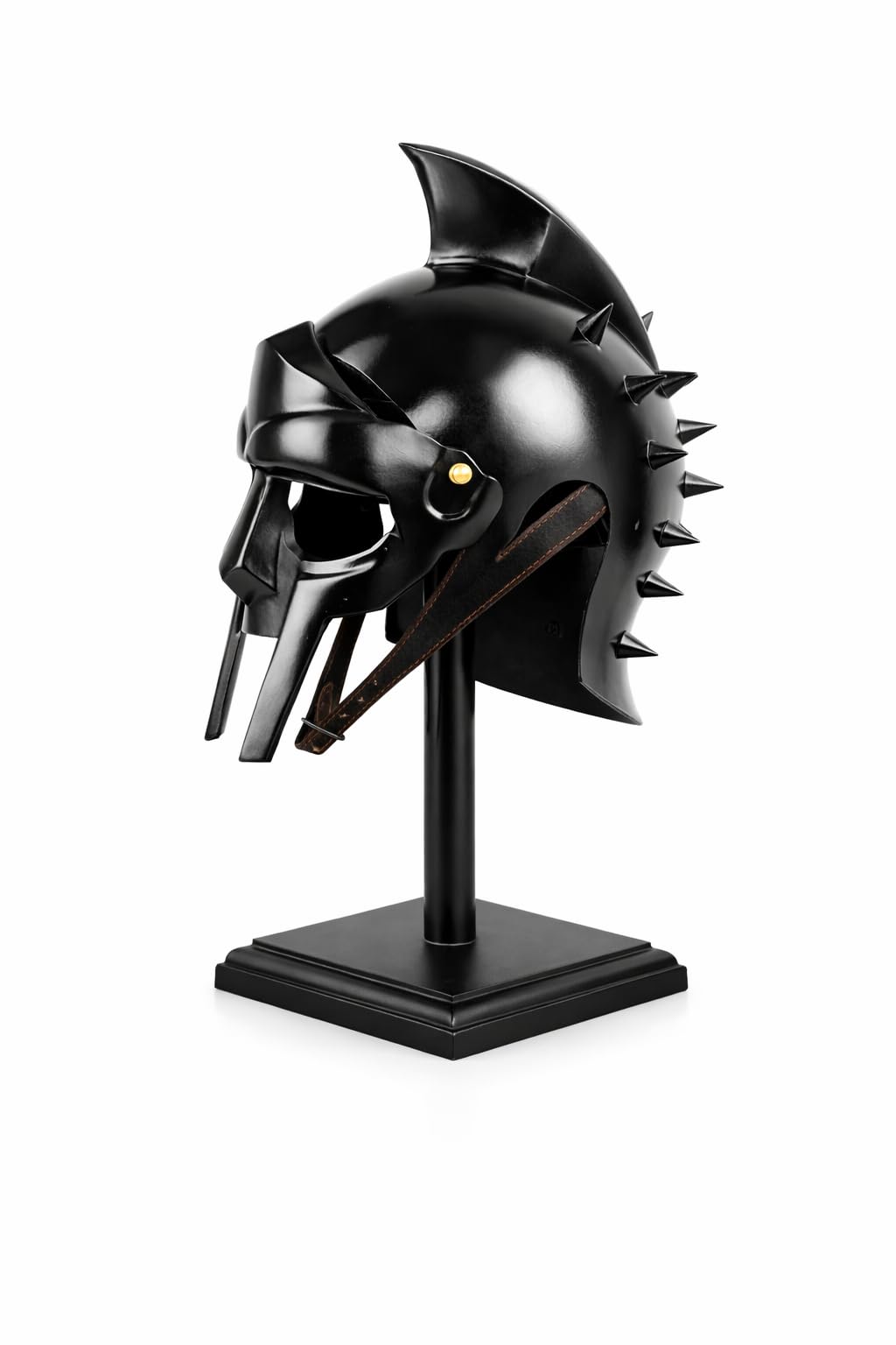 Gladiator Helmet Maximus Style, Black Metal with Spikes, Display Stand Included, Movie Inspired Collectible Decor-image-29