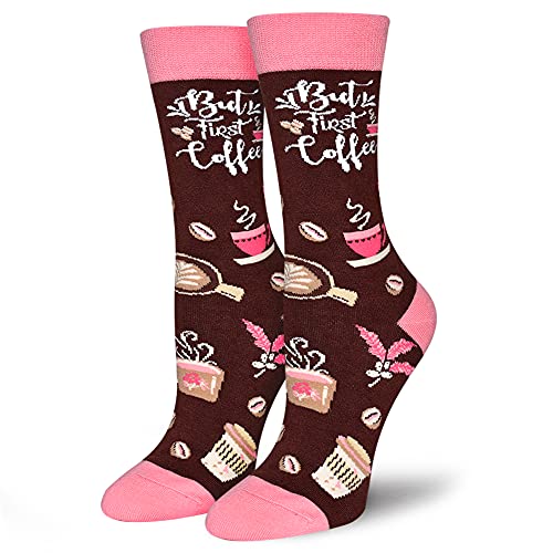 RosyClouds Womens Funny Coffee Novelty Gifts Crazy Cotton Crew Socks for Coffee Lovers