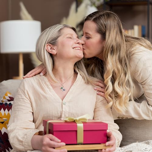 Iefil Mothers Day Gifts - Birthstone Necklace for Women - 925 Sterling Silver Double Birthstone Heart Necklace | Anniversary Birthday Gifts for Women | Personalized Gift | Jewelry Gift for Wife Mom - Image 4